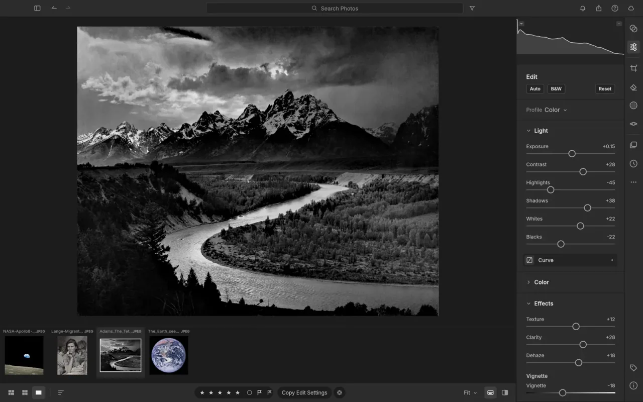 LightCraft, ArtCraft's free Lightroom alternative, developing a landscape photo